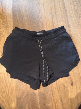 Athleta Black Layered Athletic Shorts with Drawstring